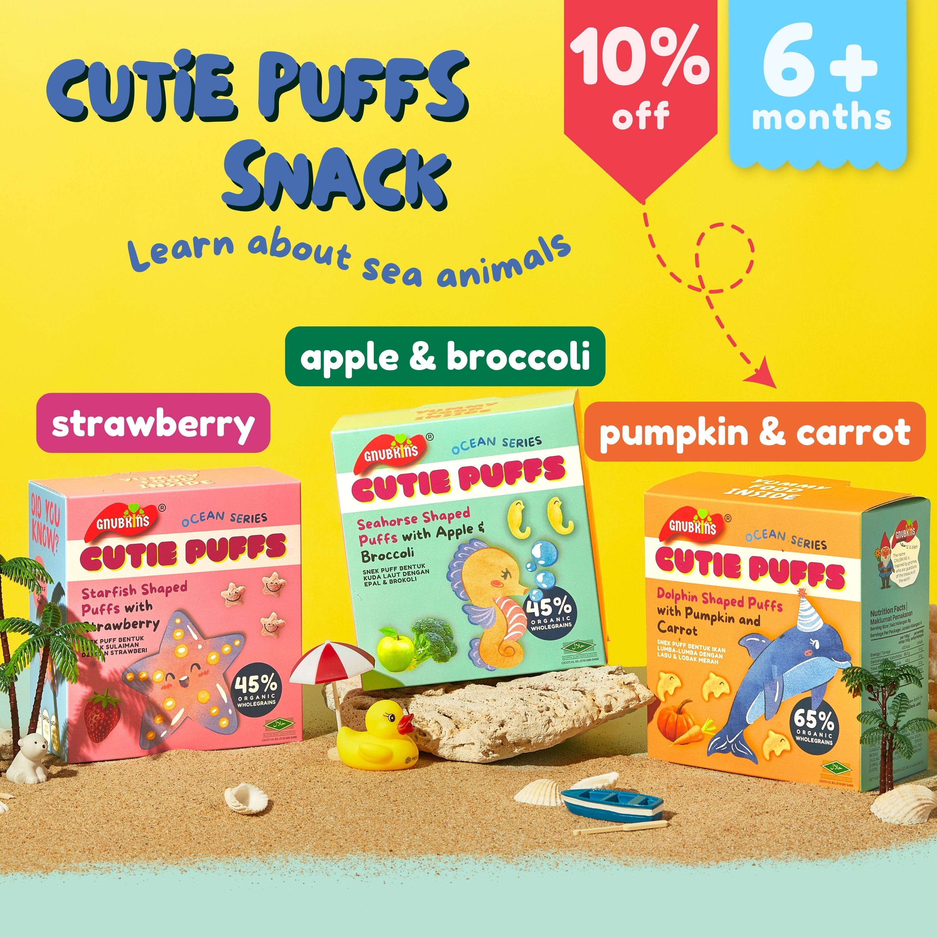 Cutie Puffs Organic Snack - 3 Flavours (6 months onwards)