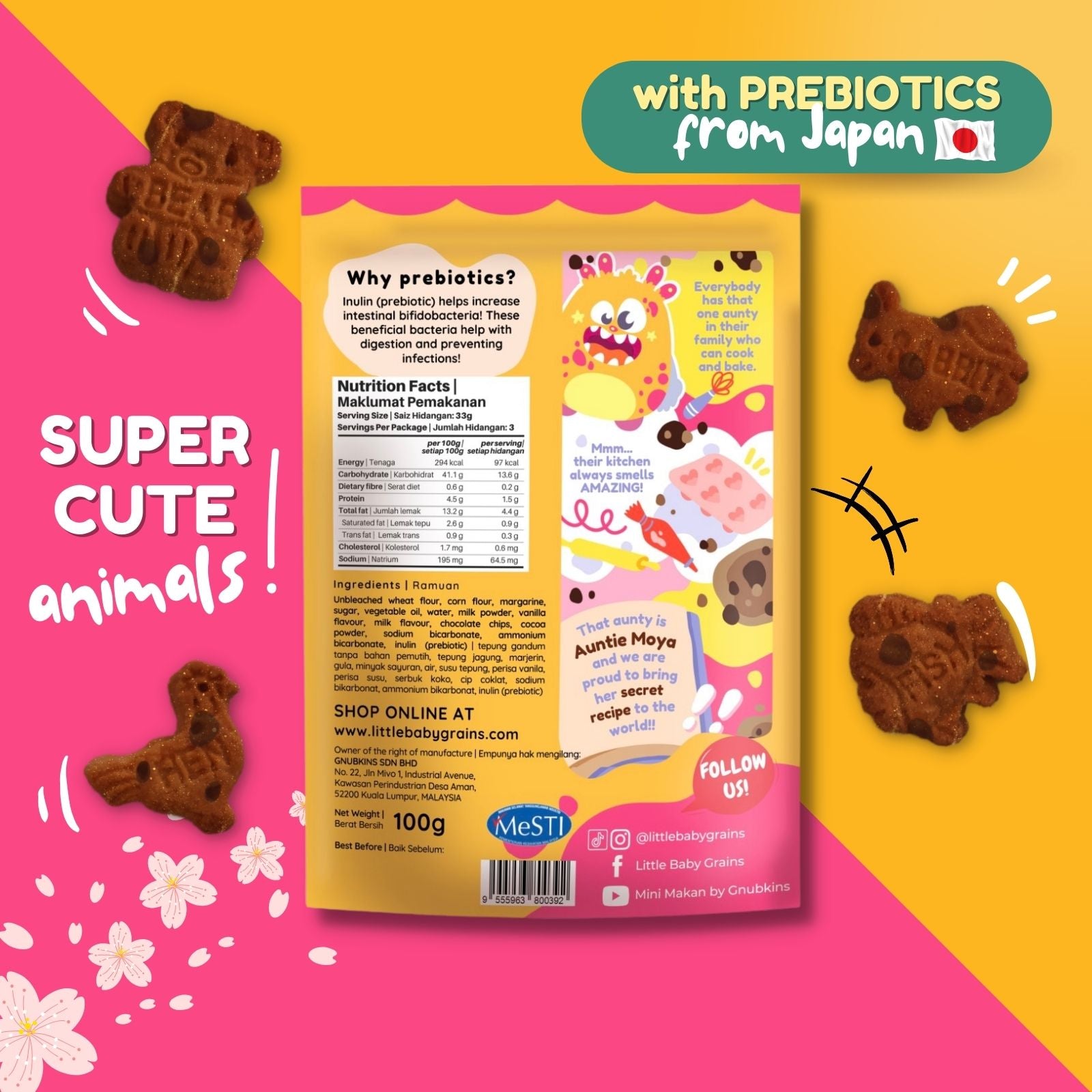 Prebiotic Kids Cookies 100g - 2 flavours (12 months till adult)