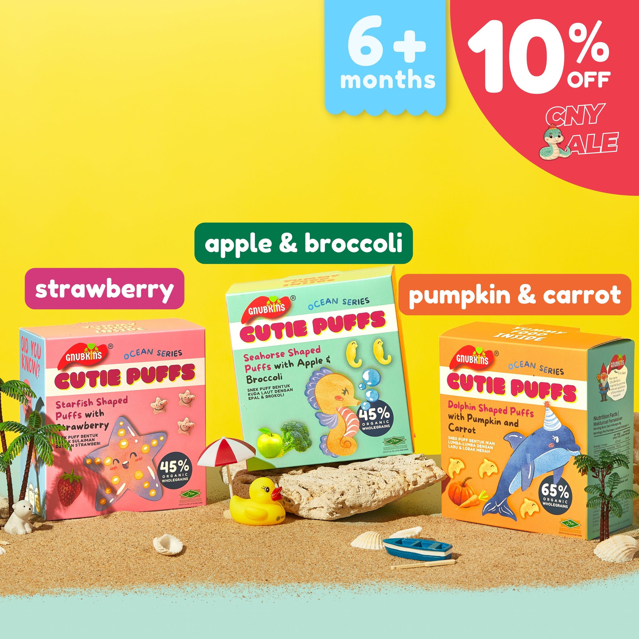 Cutie Puffs Organic Snack - 3 Flavours (6 months onwards)